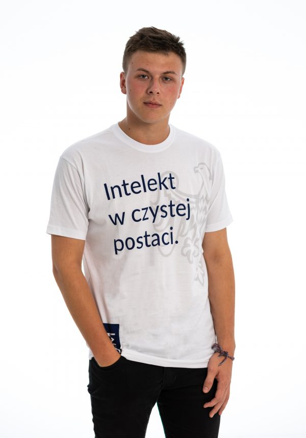T-shirt UAM biały z polskim hasłem
